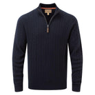 Schoffel Tain Cable Lambswool 1/4 Zip Neck Mens Jumper - Navy - William Powell