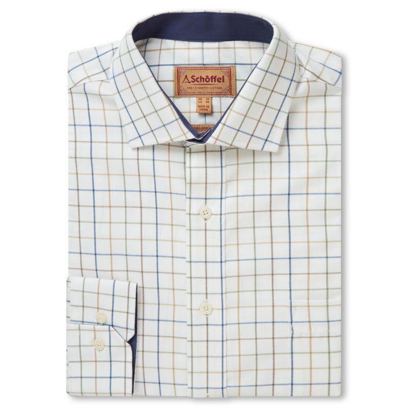 Schoffel Wells Tailored Mens Shirt - Green/Navy/Brown Check - William Powell