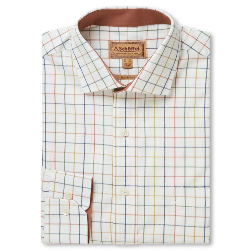 Schoffel Wells Tailored Mens Shirt - Rust/Green/Mustard Check - William Powell