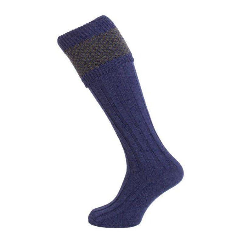 The Penrith Shooting Sock - Blue/Olive - William Powell