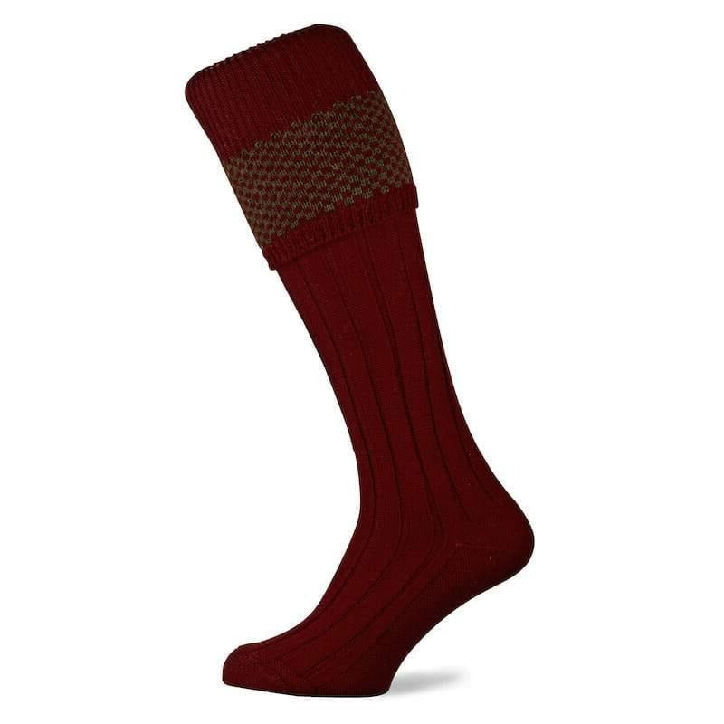 The Penrith Socks  - Burgundy/Olive - William Powell