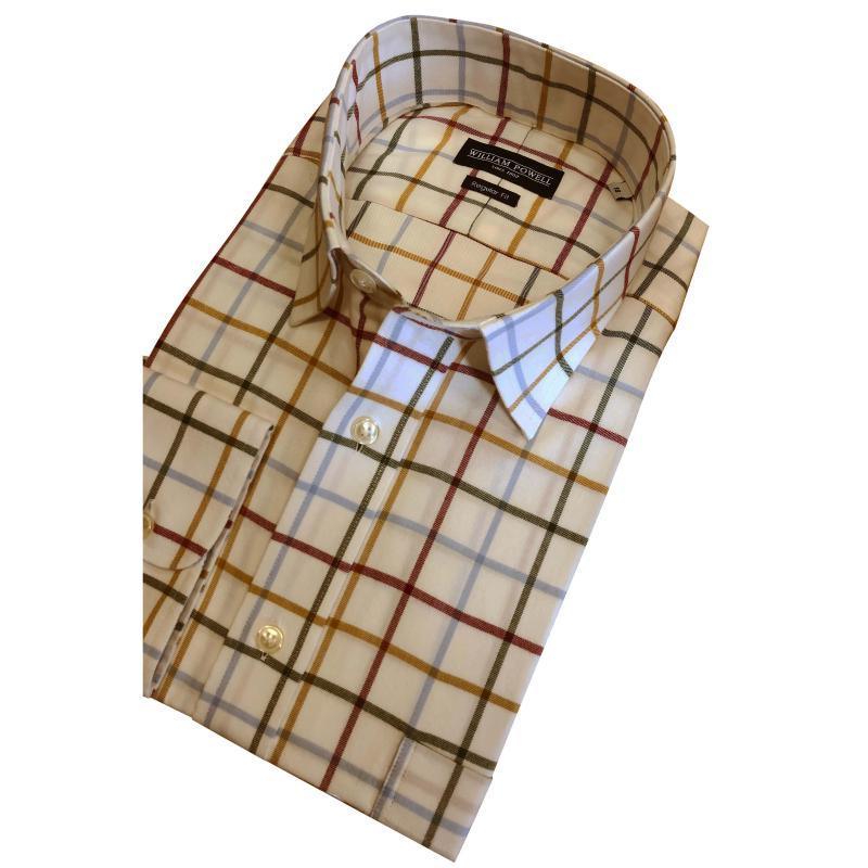 William Powell Country Check Regular Fit Mens Shirt - Mulberry/Sky - William Powell