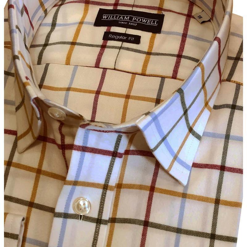 William Powell Country Check Regular Fit Mens Shirt - Mulberry/Sky - William Powell