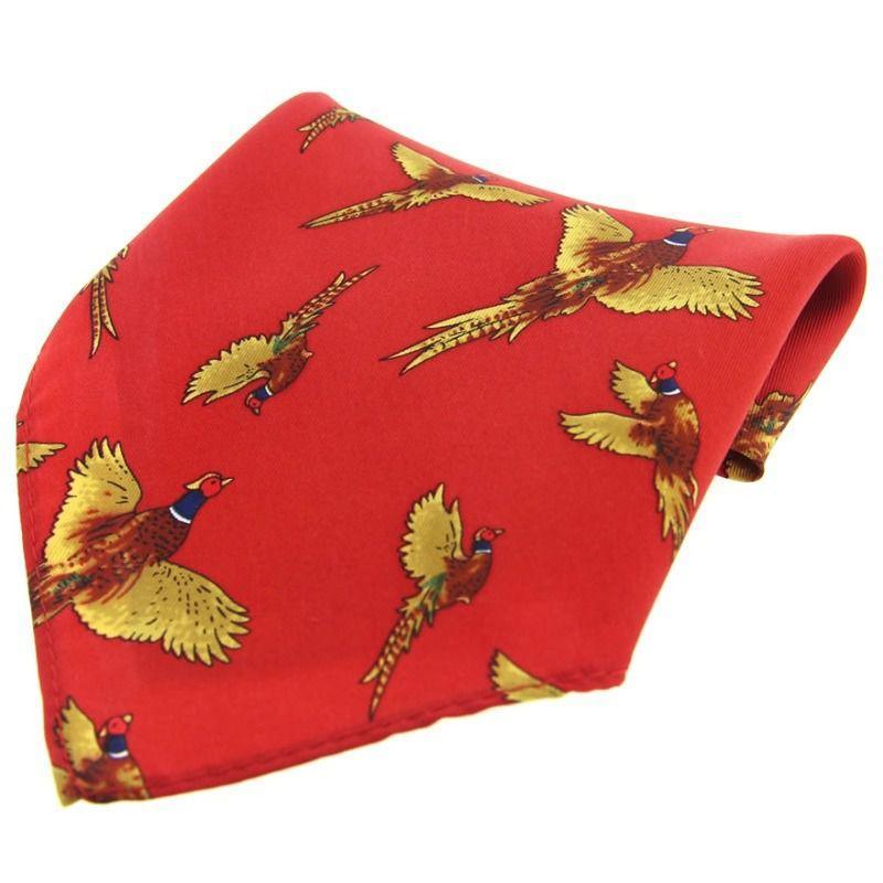 William Powell Country Silk Handkerchief - Red Flying Pheasant - William Powell