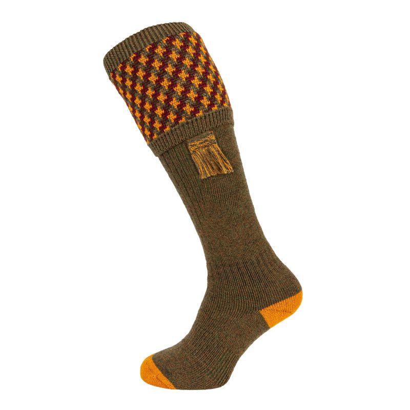 William Powell Cromarty Mens Shooting Socks with Garters Bracken
