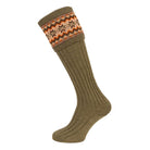 William Powell Ladies Fairisle Stockings - Dark Olive - William Powell