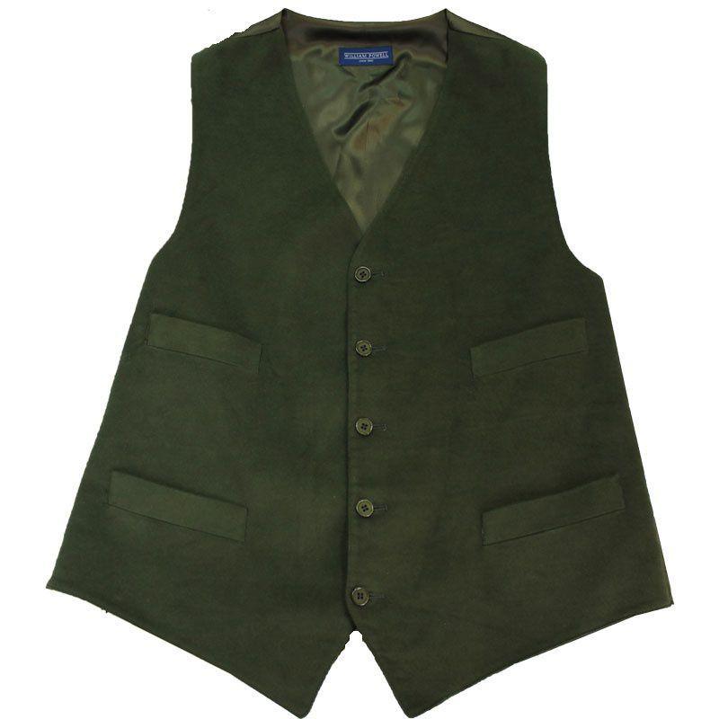 William Powell Moleskin Waistcoat - Olive - William Powell