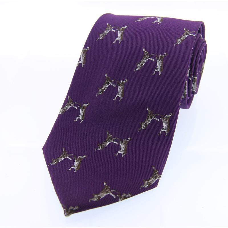 Woven Silk Tie Boxing Hares Purple - William Powell