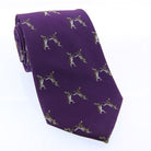 Woven Silk Tie Boxing Hares Purple - William Powell