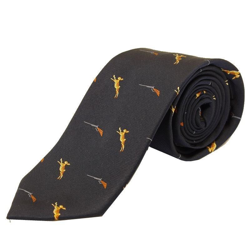 Woven Silk Tie - Hare & Gun Navy - William Powell