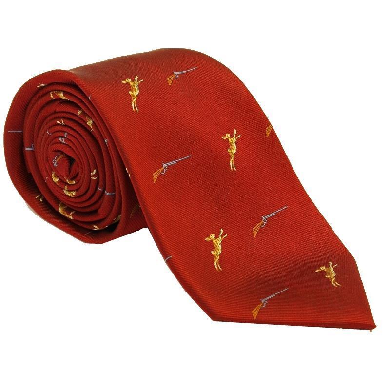 Woven Silk Tie - Hare & Gun Red - William Powell