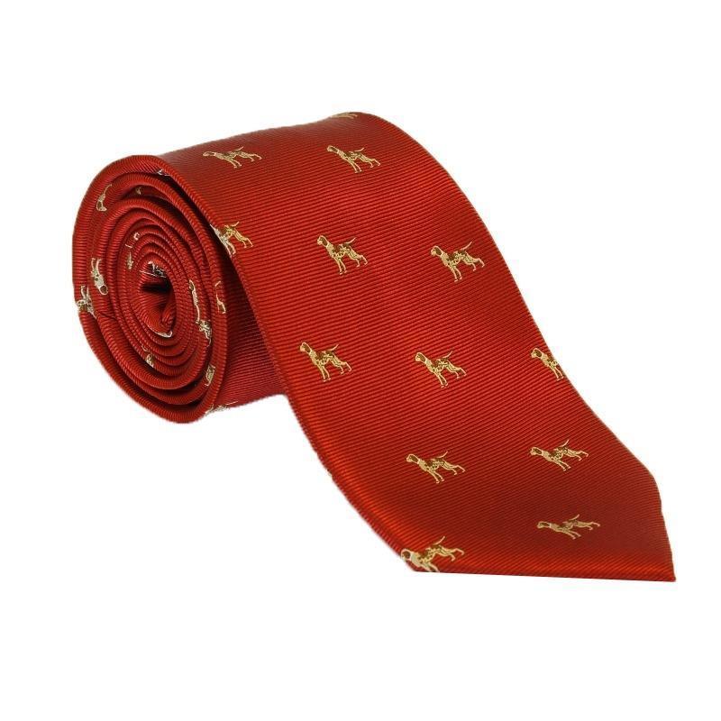 Woven Silk Tie Hounds Red - William Powell
