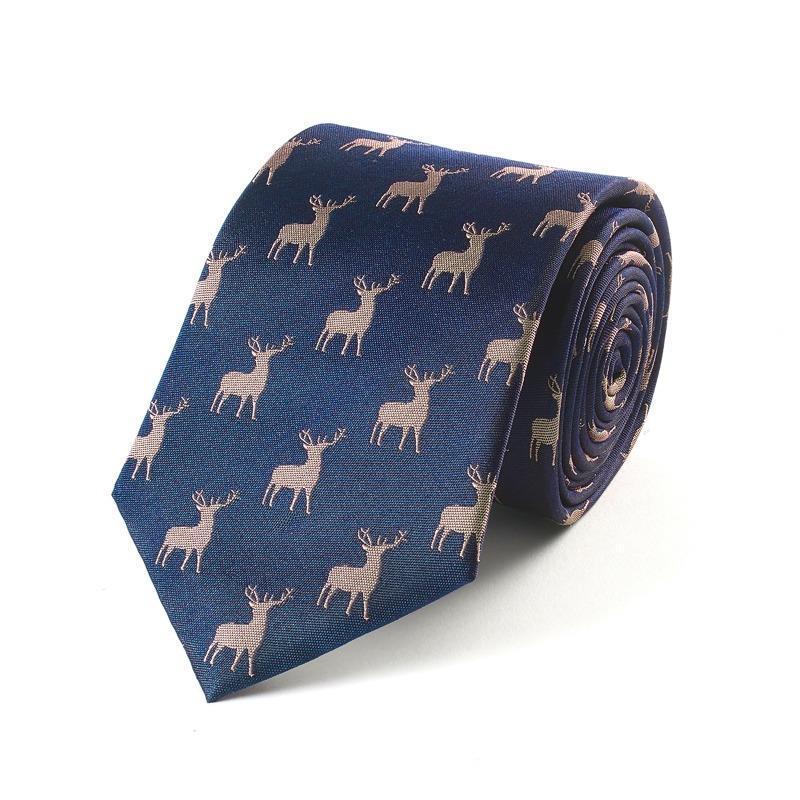 Woven Silk Tie - Navy Stag - William Powell