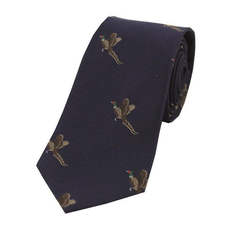 Woven Silk Tie - Pheasant Navy - William Powell